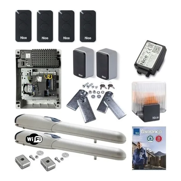 Zestaw NICE WINGO WG3524 24V do 7M + 4 PILOTY ERA INTI2 + LAMPA ELDC + WIFI