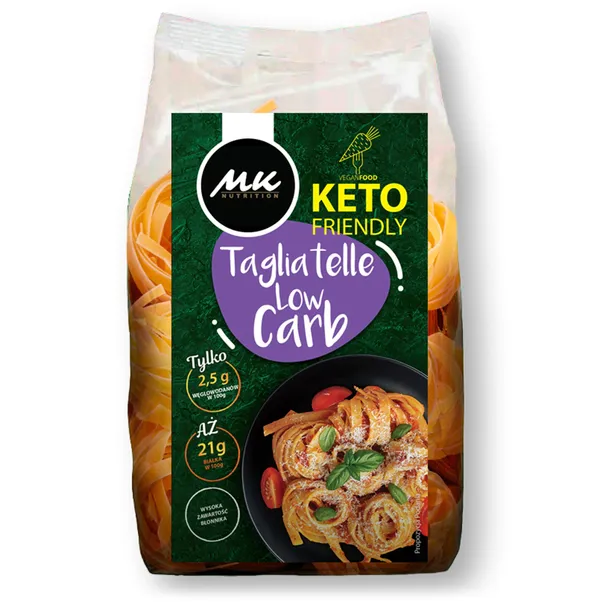 MAKARON KETO TAGLIATELLE 250G LOW CARB WSTĄŻKI BIAŁKO BŁONNIK