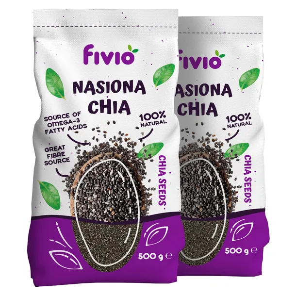Nasiona Chia 1kg Szałwia Hiszpańska 1000g Świeża Wysoka Jakośc Fivio 2x500g
