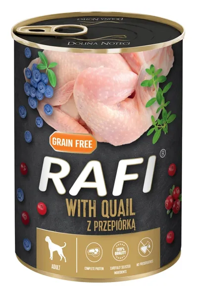 RAFI MOKRA KARMA DLA PSA Z PRZEPIÓRKĄ PUSZKA 800G BEZ ZBÓŻ DOLINA NOTECI