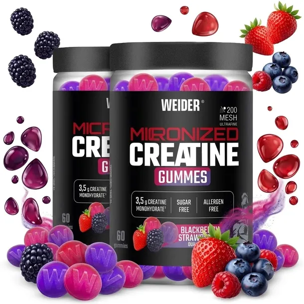 2x Weider Micronized Creatine Gummies 60 s Wygodna Forma KREATYNA Mono ATP