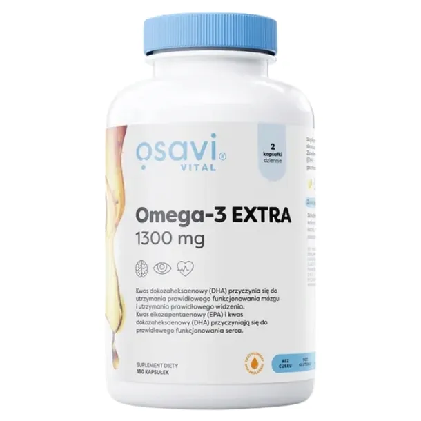 Osavi Omega-3 EXTRA 1300 mg 180 kapsułek OLEJ TŁUSZCZ RYBI SERCE WZROK