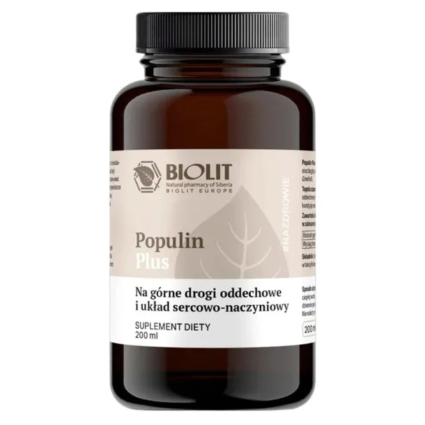 Biolit Populin Plus 200 ml Topola Taksyfolina Drogi Oddechowe Antyoksydacja