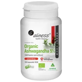 aliness-organic-ashwagandha-5percent-ksm-66-zen-szen-indyjski-100-kaps-vege