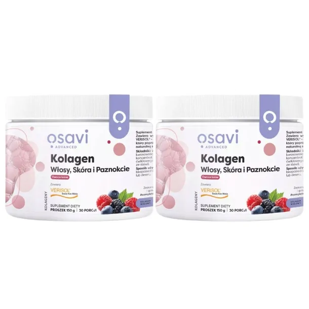 2x Osavi Kolagen Włosy Skóra i Paznokcie Owoce Leśne 150g ZMARSZCZKI Uroda