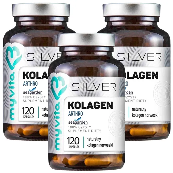 3x Myvita Silver Kolagen Stawy Kości ELASTYCZNOŚĆ Arthro Complex 120 kaps