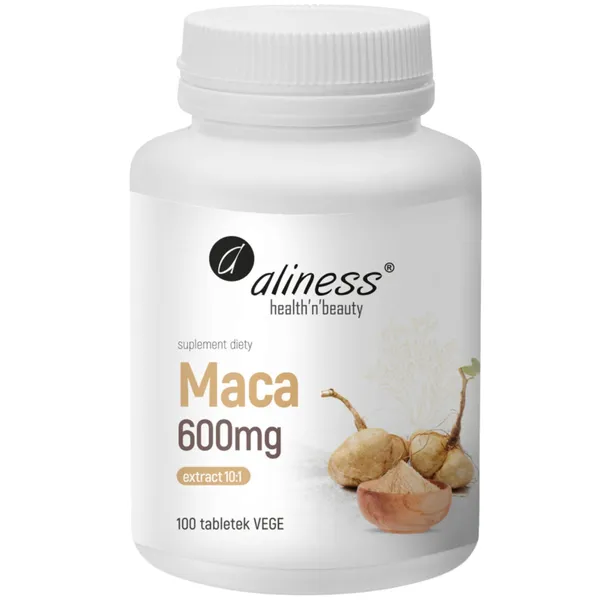 Aliness MACA korzeń 600 mg MOCNY Ekstrakt 100 tabletek LIBIDO PAMIĘĆ seks