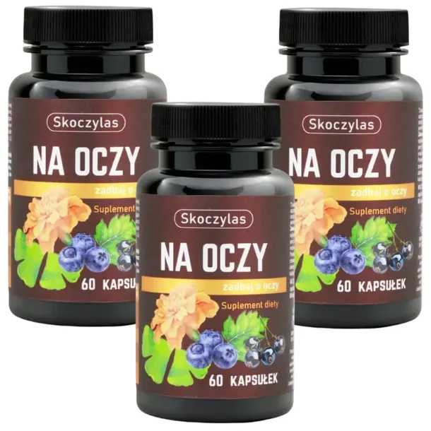 3x Skoczylas NA OCZY Luteina Zeaksantyna Borówka Miłorząb 60 kapsułek