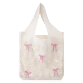 torba-plazowa-siatka-33x38-cm-kremowa-na-ramie-z-rozowymi-kokardkami