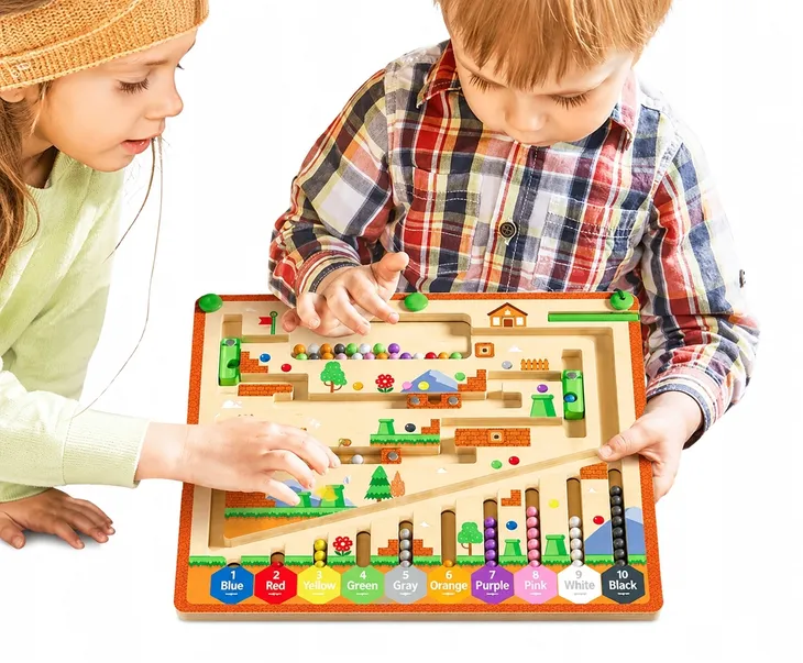 Edukacyjna Gra Magnetyczna Labirynt Kolorowy z Penem Dla Dzieci 3+ Tablica