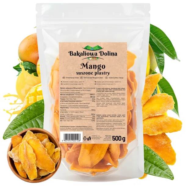 MANGO SUSZONE 500 G PLASTRY SŁODZONE DO 3% CUKRU PRZEKĄSKA PEŁNIA SMAKU