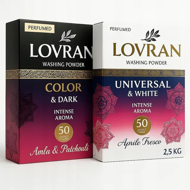 ZESTAW Proszek Do Prania LOVRAN Kolor i Czarny Universal i Biały 2,5 kg