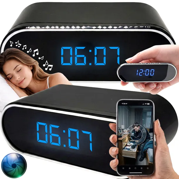ZEGAR Z UKRYTA MINI KAMERA KAMERKA SZPIEGOWSKA WiFi BUDZIK FULL HD USB