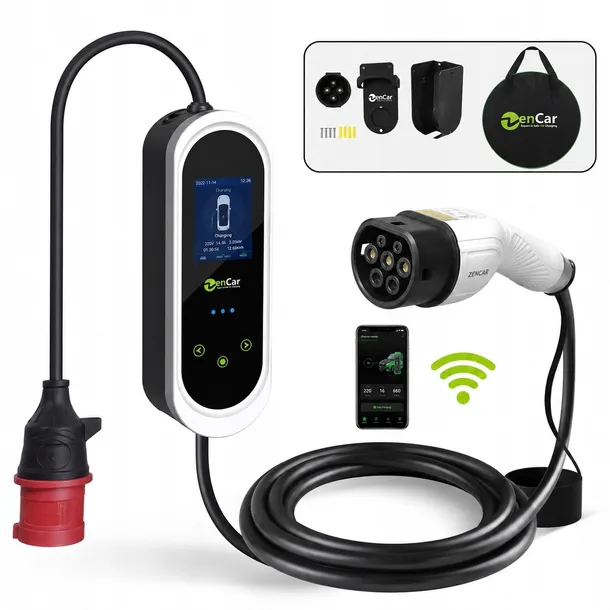 Ładowarka EV Zencar 11KW E-PRO / RCD-B / 6-16A / APP / TYP 2 / Uchwyty