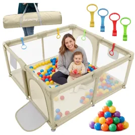 kojec-dzieciecy-140x140-cm-plac-zabaw-suchy-basen-uchwyty-50-pilek-bezowy