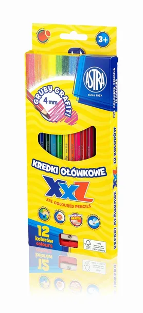 Kredki ołówkowe hexagonalne Astra 12 kolorów