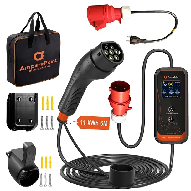 Ładowarka mobilna EV Ampere Point P11 11 kW / 6M / Torba / 8-16A / Licznik
