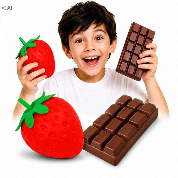 Gniotki Squishy Truskawka Czekolada Zestaw 2w1 Antystresowe Sensoryczne