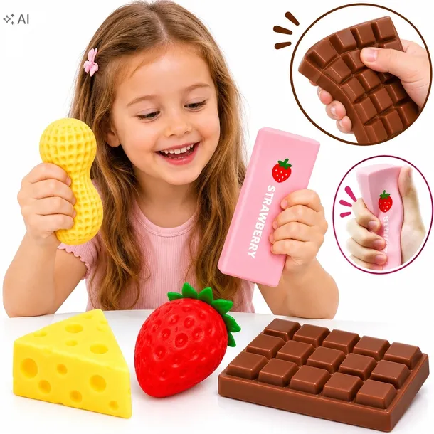 Zestaw 5 Gniotków Squishy Antystresowych Sensorycznych Miękkie do Ściskania