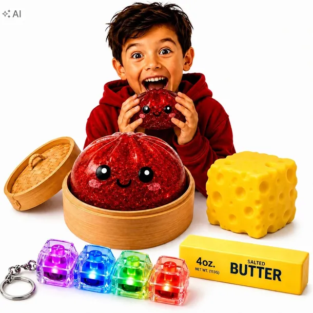 Zestaw 4 Gniotków Antystresowych Squishy Sensoryczne Fidget Dla Dzieci 4w1