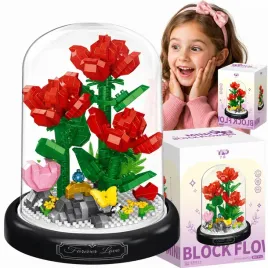 klocki-bukiet-czerwonych-roz-roza-w-szkle-kopula-kwiaty-prezent-3d-forkids