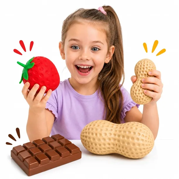 Zestaw Gniotków 3w1 Squishy Orzeszek Truskawka Czekolada Antystresowe Hit