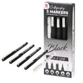kaligrafia-markery-5-sztuk-czarne-2-0-3-5-5-0-fineliner-bialy-gel-pen-black