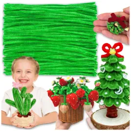 druciki-kreatywne-jednokolorowe-200-szt-puszyste-30-cm-zielone-florystyczne