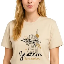 koszulka-t-shirt-migdalowy-damski-modny-styl-jestem-swiatlem-modern-line-m