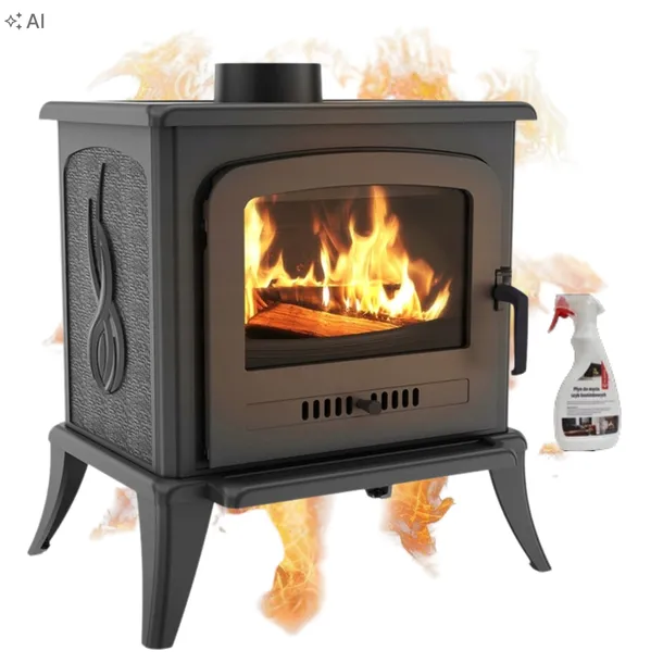 KOMINEK WOLNOSTOJĄCY PIEC KOZA ŻELIWNY K7 MOC 5KW FI 130 EKOPROJEKT + PŁYN