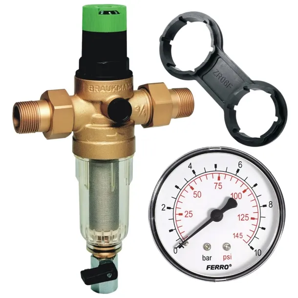 Filtr wstępny z reduktorem Honeywell Braukmann FK06 -1AA z manometrem Ferro