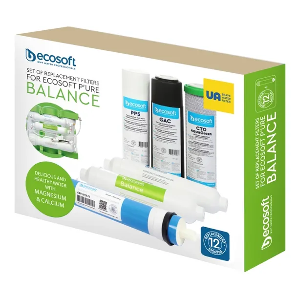 Zestaw wkładów Ecosoft Pure Balance 6 szt. pełny serwis z membraną