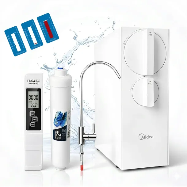 Filtr Wody MIDEA 400 GPD Odwrócona Osmoza z Mineralizatorem + Wskaźnik, TDS