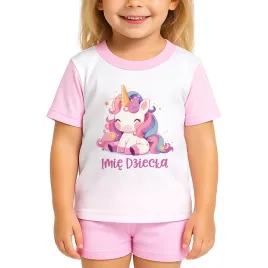pizama-dziecieca-roz-komplet-wiosna-lato-glam-unicorn-imie-dziecka-116cm