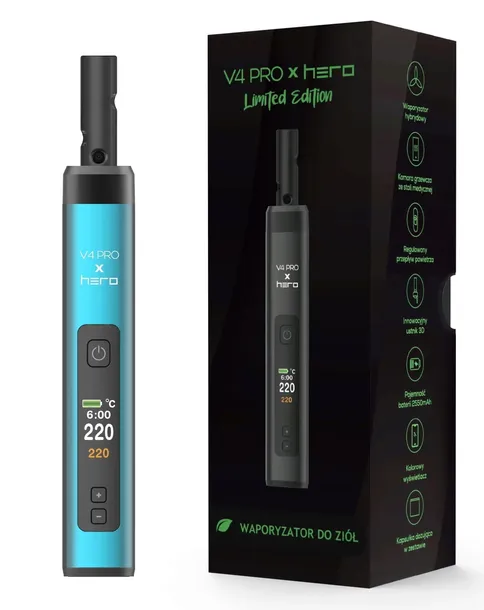 X-MAX V4 PRO x HERO Limited Blue waporyzator CBD ON-Demand z ustnikiem 3D