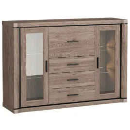 duza-komoda-dallas-d-7-dab-truflowy-157-cm-z-szufladami-czarne-uchwyty