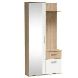 elegancka-garderoba-z-lustrem-lux-sonoma-bialy-97-cm-z-szuflada-i-szafka