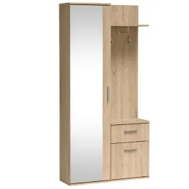 elegancka-garderoba-z-lustrem-lux-dab-sonoma-97-cm-z-szuflada-i-szafka