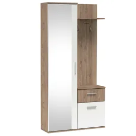 elegancka-garderoba-z-lustrem-lux-dab-truflowy-bialy-z-szuflada-i-szafka
