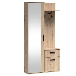elegancka-garderoba-z-lustrem-lux-dab-artisan-97-cm-z-szuflada-i-szafka