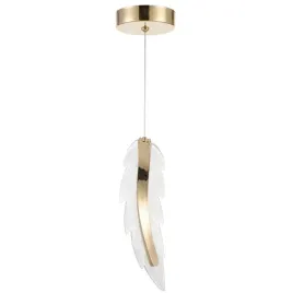 lampa-sufitowa-wiszaca-led-zlota-transparentna-pojedyncza-piorko-dekoracja