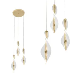 lampa-wiszaca-led-biala-spirala-zlota-falowana-3-punkty-swiatla-designerska