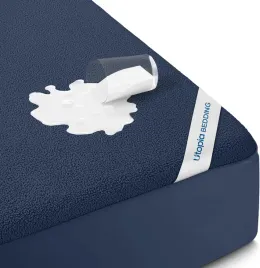 utopia-bedding-waterproof-mattress-protector-king-size-premium-terry-mattress-cover-200-gsm-breathable-fitted-style-with-stretchable-pockets-navy