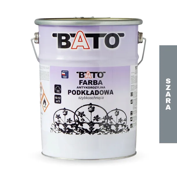 Farba antykorozyjna podkładowa BATO szara szybkoschnąca 5L
