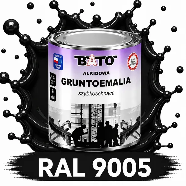 Farba okrętowa Farba na rdzę CZARNA MAT 0,8L RAL 9005 BATO Farba do metalu