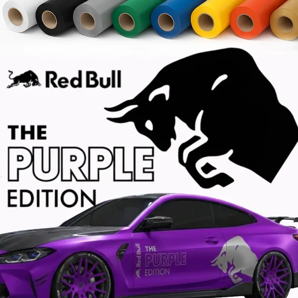 Naklejka Byk Red Bull + Twój Własny Napis | Zestaw na Bok Auta - Kolor i Tr