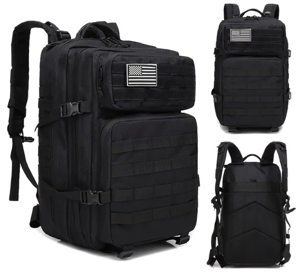 Plecak Taktyczny Wojskowy 45L CZARNY | Survival Militarne MOLLE (I011)
