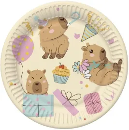talerzyk-papierowy-pol-mak-kapibara-18-cm-8-szt-wielokolorowy-capibara