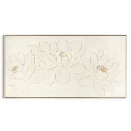 obraz-biale-kwiaty-122x62-kremowo-zloty-w-ramie-3d