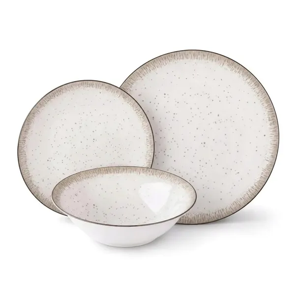 Serwis Obiadowy 18 Elementów dla 6 Osób Porcelana Talerze Miski Beżowy
